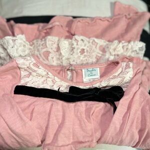 Peaches ‘n Cream Pink with Black Velvet Vintage Dress